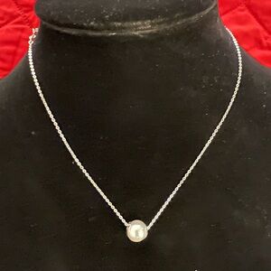 Majorica 925 Silver Necklace with a Majorican Light Gray Pearl Pendant 13” Chain